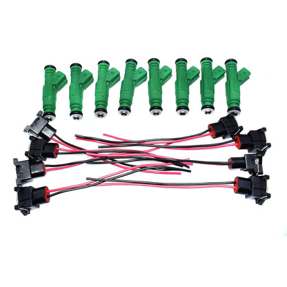 ya 4 8.8 8 Sets of Fuel injectors and Wiring Harness Plugs Suitable for Chevrolet, for VW, for Audi, for Volvo, 42 poun for DS per Hour, 440cc