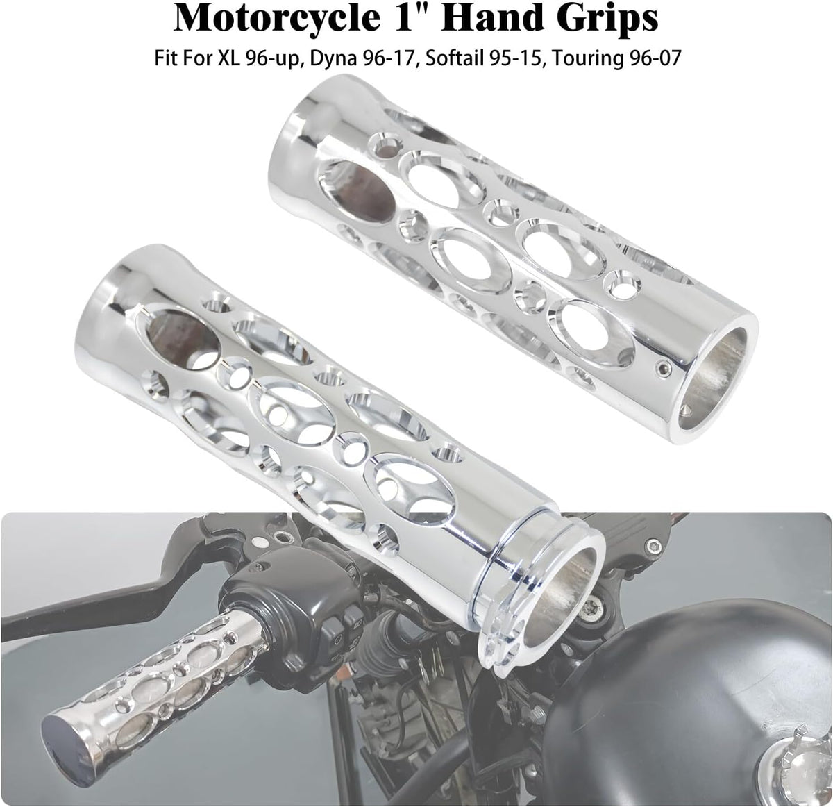 ya 11 9.14 baidiChrome Hollow 1 25mm Handlebar Hand Grips for Harley Touring Softail Sportster