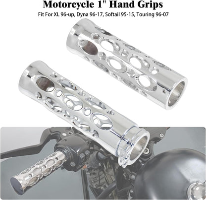 ya 11 9.14 baidiChrome Hollow 1 25mm Handlebar Hand Grips for Harley Touring Softail Sportster