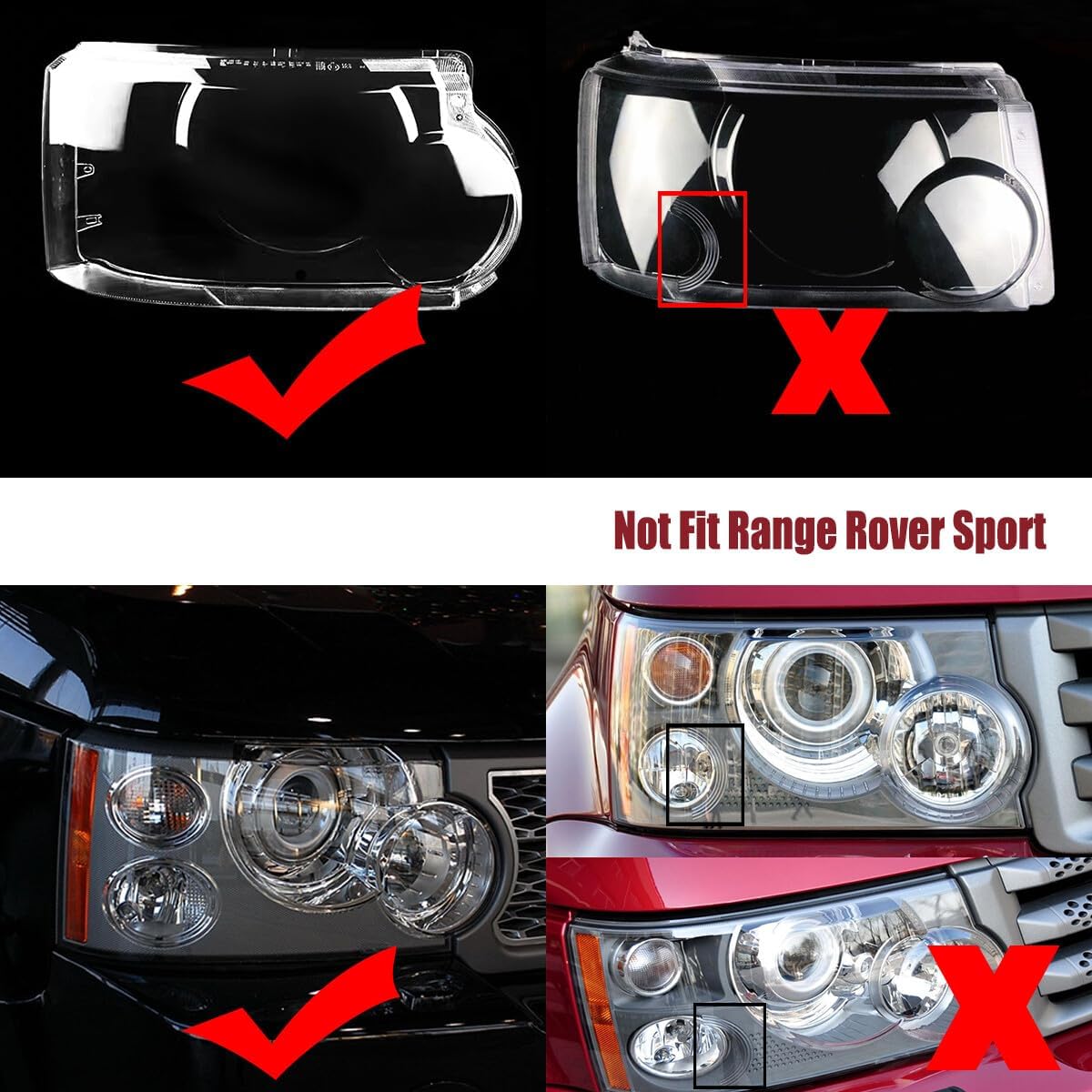 ya 7 8.24 baidi 2xHEadlight Lens Protector Clear for Land Rover Range 2006-2009 Non-Sports 