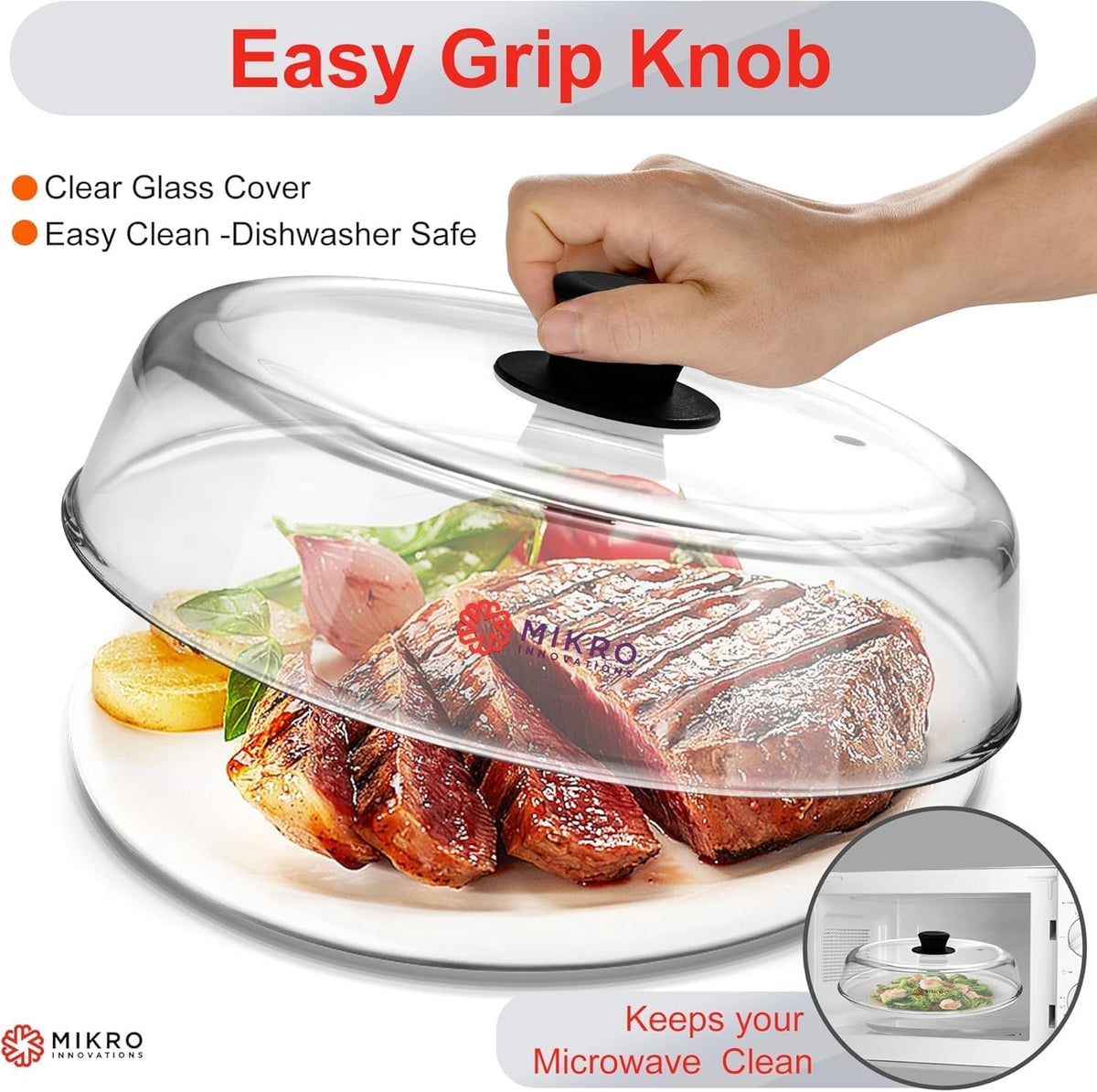 ya 14 9.20 baidi Microwave Oven Food Tray with Glass Splash Protection, BPA-, Dishwasher - 10.5-inch --1
