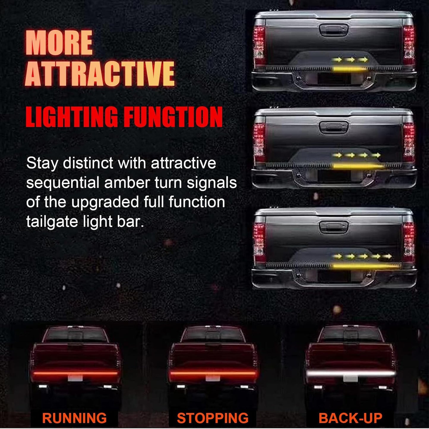 ya 4 8.24 baidi 624 LED Truck tailgate light bar reverse brake taillight signal light 60 * 4