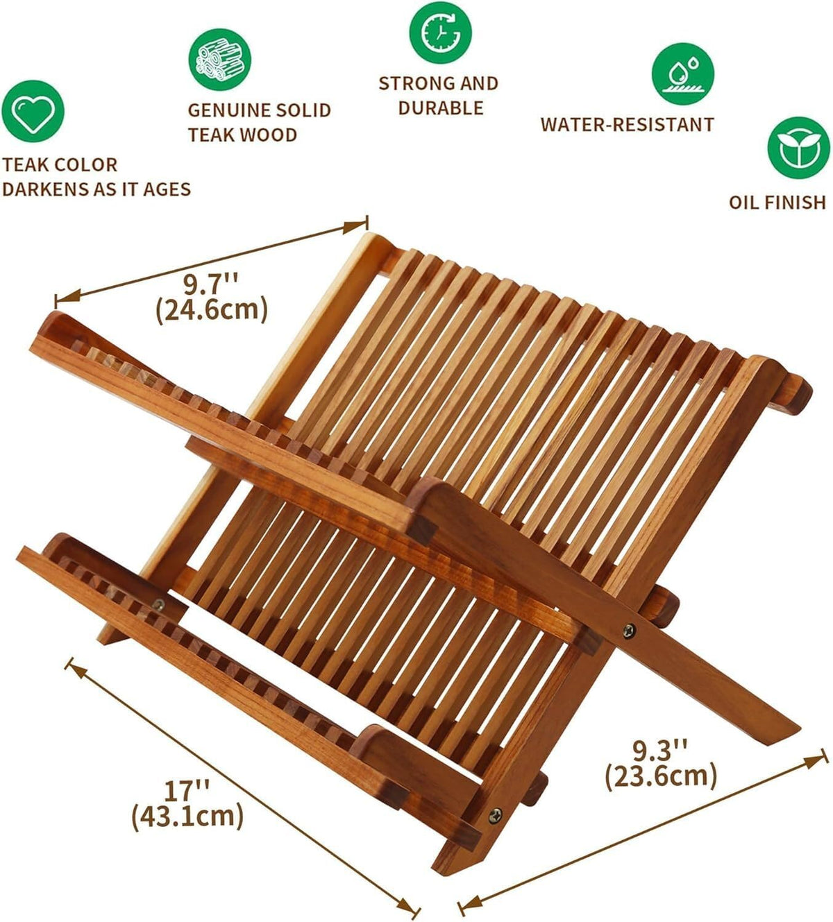 ya 26 10.21 baidi Teak Dish Rack Foldable 2 Tier Dish Rack Dish Drying Rack Foldable DishOrganizer-2
