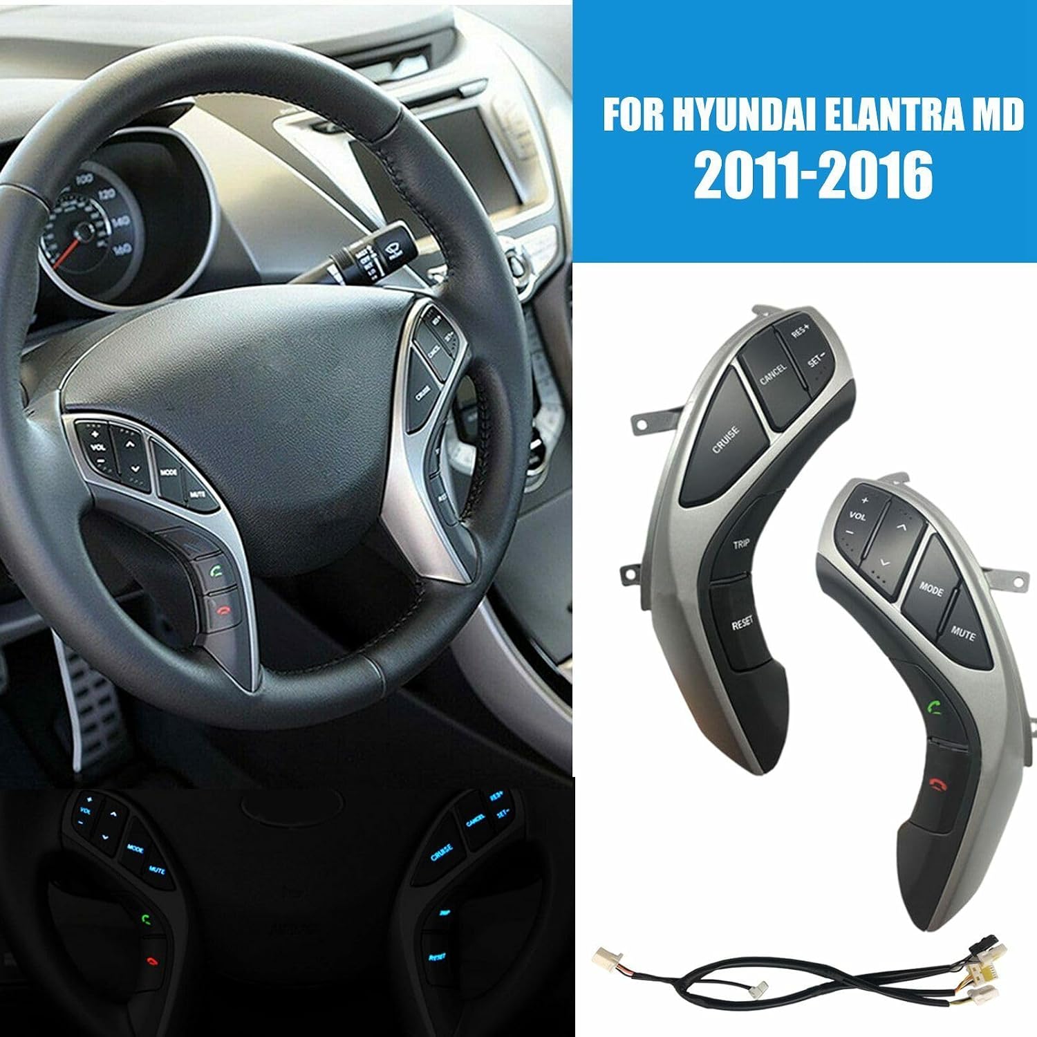 ya 6 8.24 baidi fit for Hyundai for Elantra MD 11-16 Cruise for Audi o Steering Wheel Control Switch LH+RH at