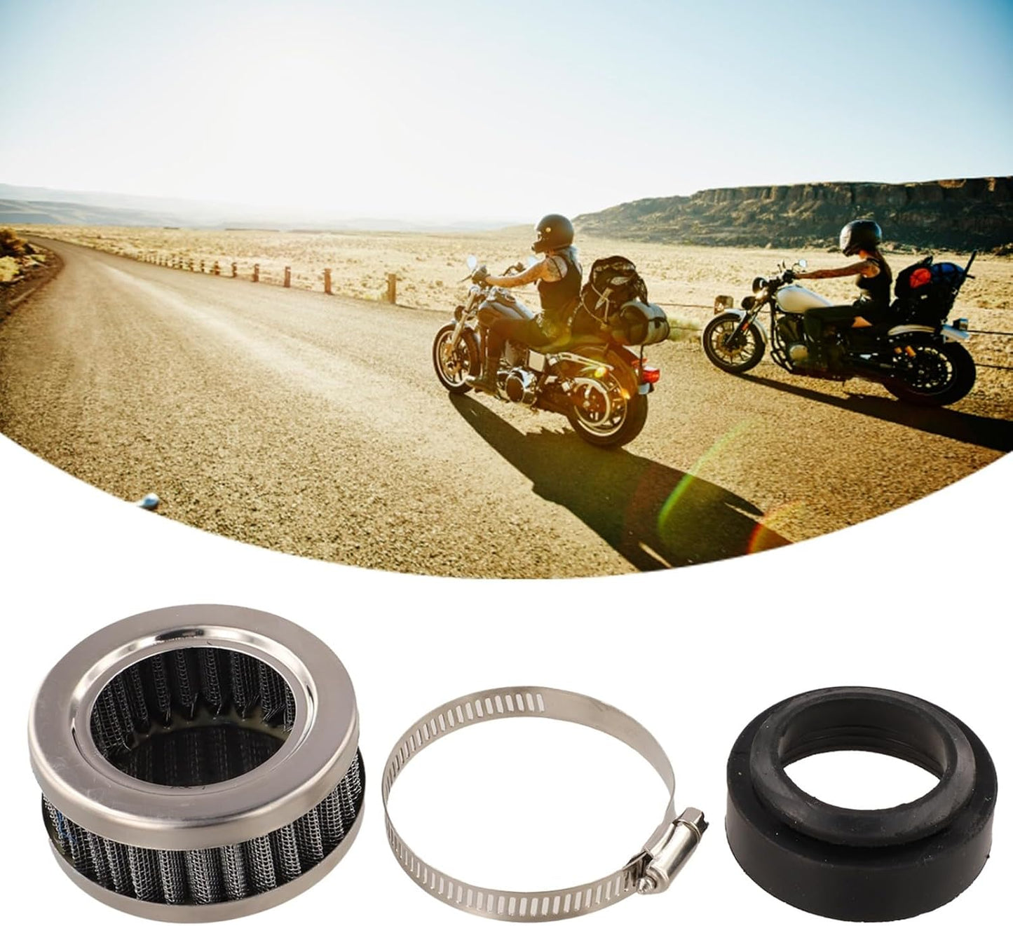ya 5 8.10 Motorcycle Scooter Stainless Steel Air Intake Filter 48mm-52mm Cleaner Clamp