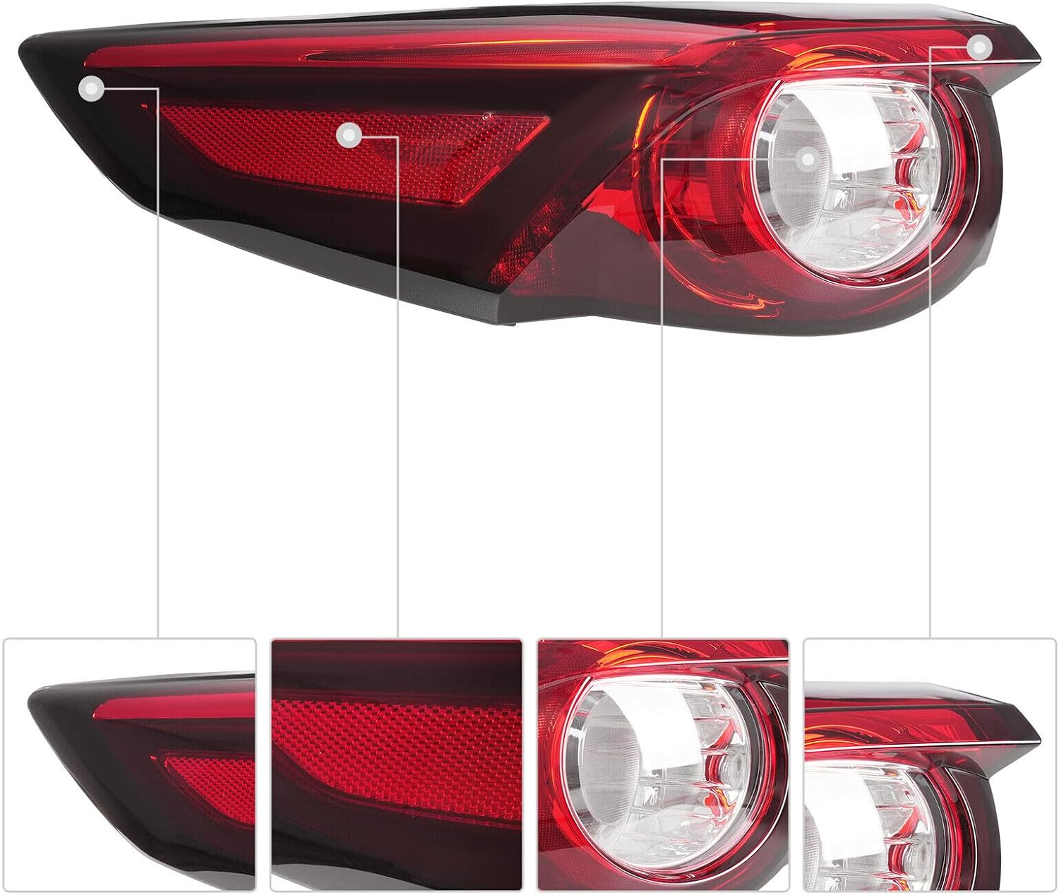 ya 4 8.14 Left rear exterior tail light for Mazda CX-9 2016 2017-2023 LED light assembly 