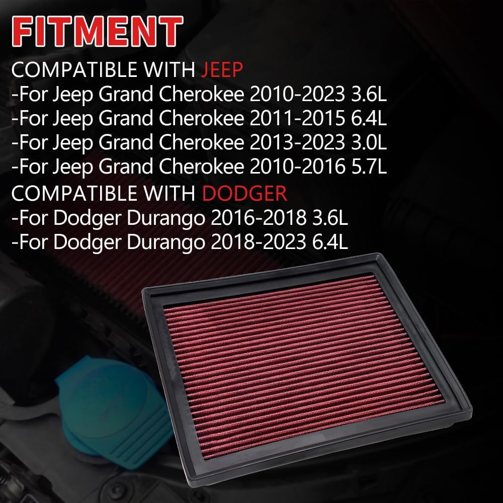 ya 13 9.15 baidi 33-2457 High Flow Replacement Air Filter for Dodge Durango 2016-2023 3.6L 6.4L