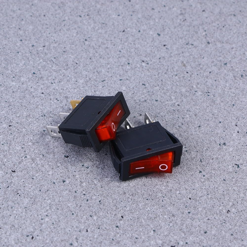 ya 23 10.7 baidi 2 PCS 220V 6A 3 Car Rocker Red Light Push Buttons (Black)