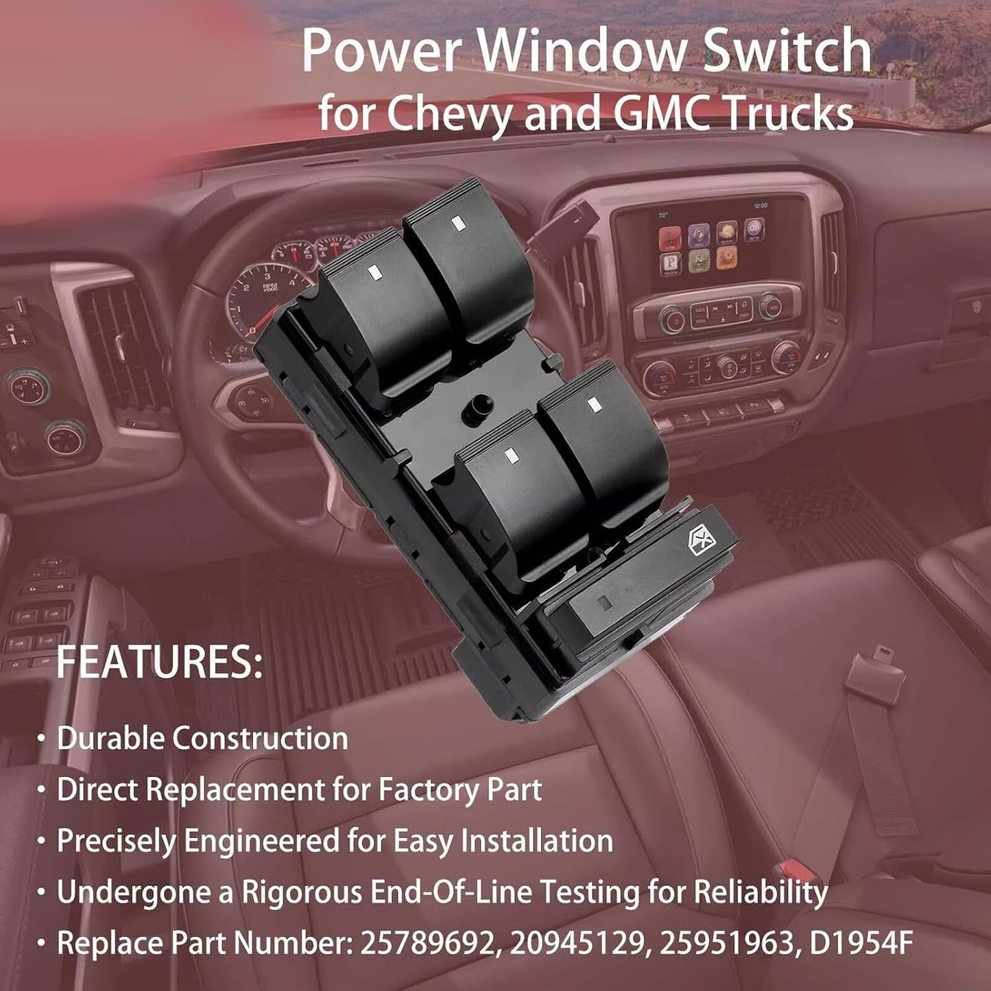 ya 3 8.24 baidi for 07-14 for Chevrolet Silverado GMC Sierra Window Master Power Switch Driver Side 