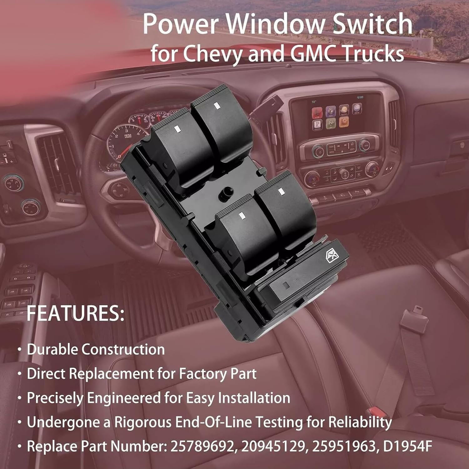 ya 3 8.24 baidi for 07-14 for Chevrolet Silverado GMC Sierra Window Master Power Switch Driver Side 