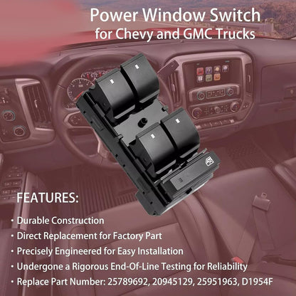 ya 3 8.24 baidi for 07-14 for Chevrolet Silverado GMC Sierra Window Master Power Switch Driver Side 