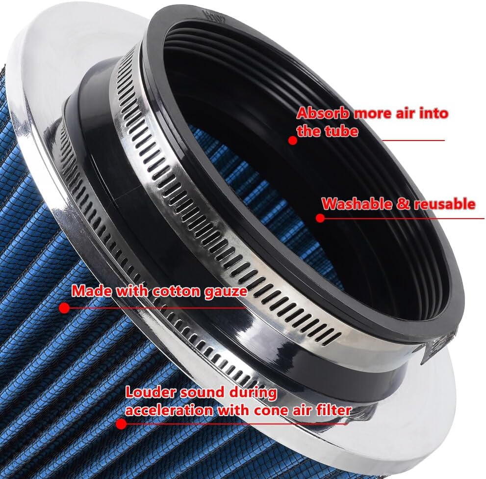 ya 13 9.15 baidi High Flow Inlet Dry Air Filter Cold Air Intake Cone Replacement Blue 3/3.5/4