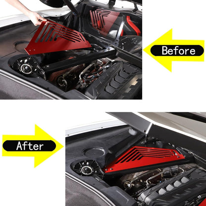 ya 28 10.13 zhengce 2 Pack Red Aluminum Engine Bracket Panel Engine Cover Fits for Corvette C8