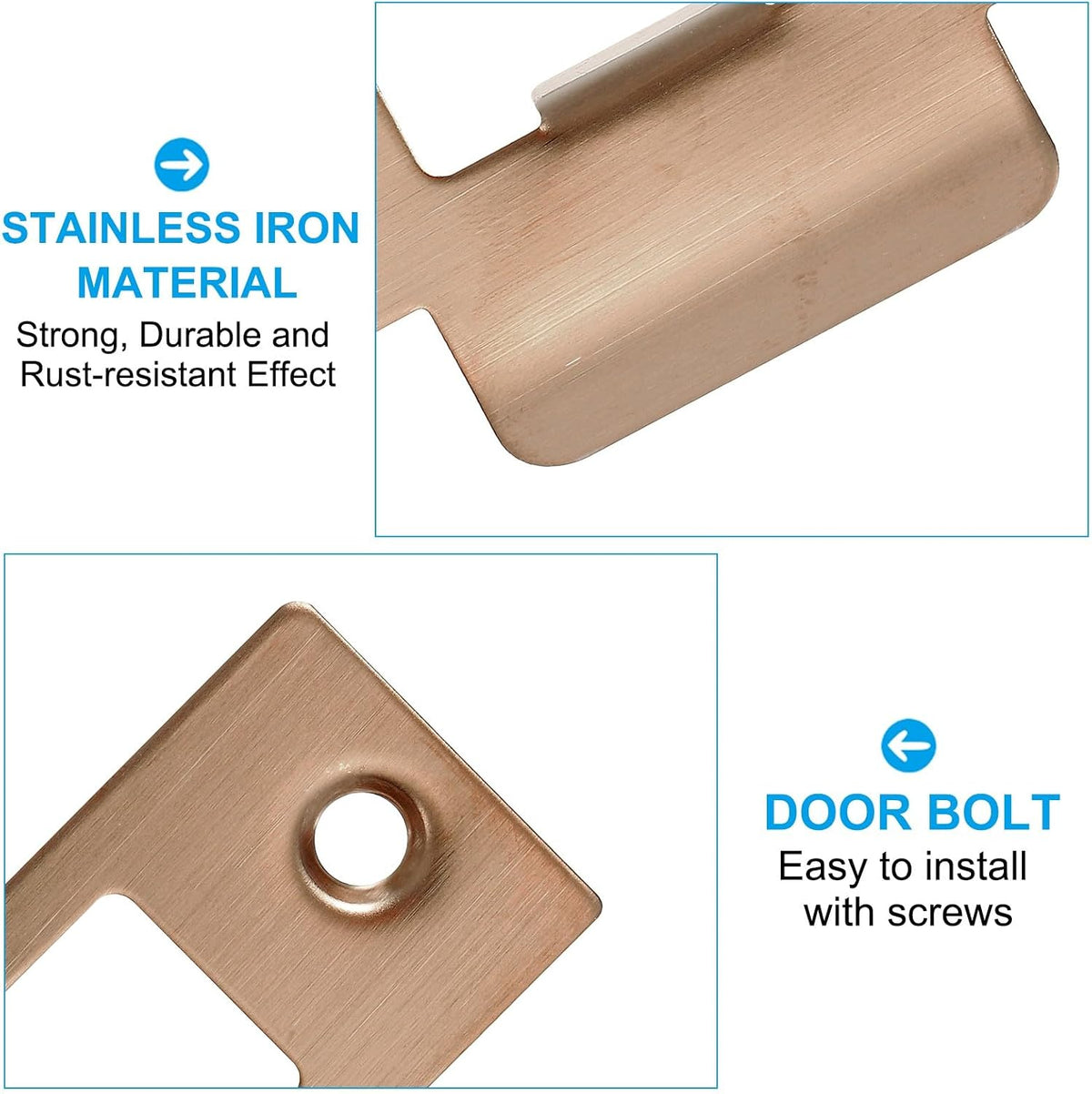 ya 26 10.21 baidi 2-3/4 Stainless T Strike Door Lock Strike Plate with Screw, Rose Gold 1 Pcs