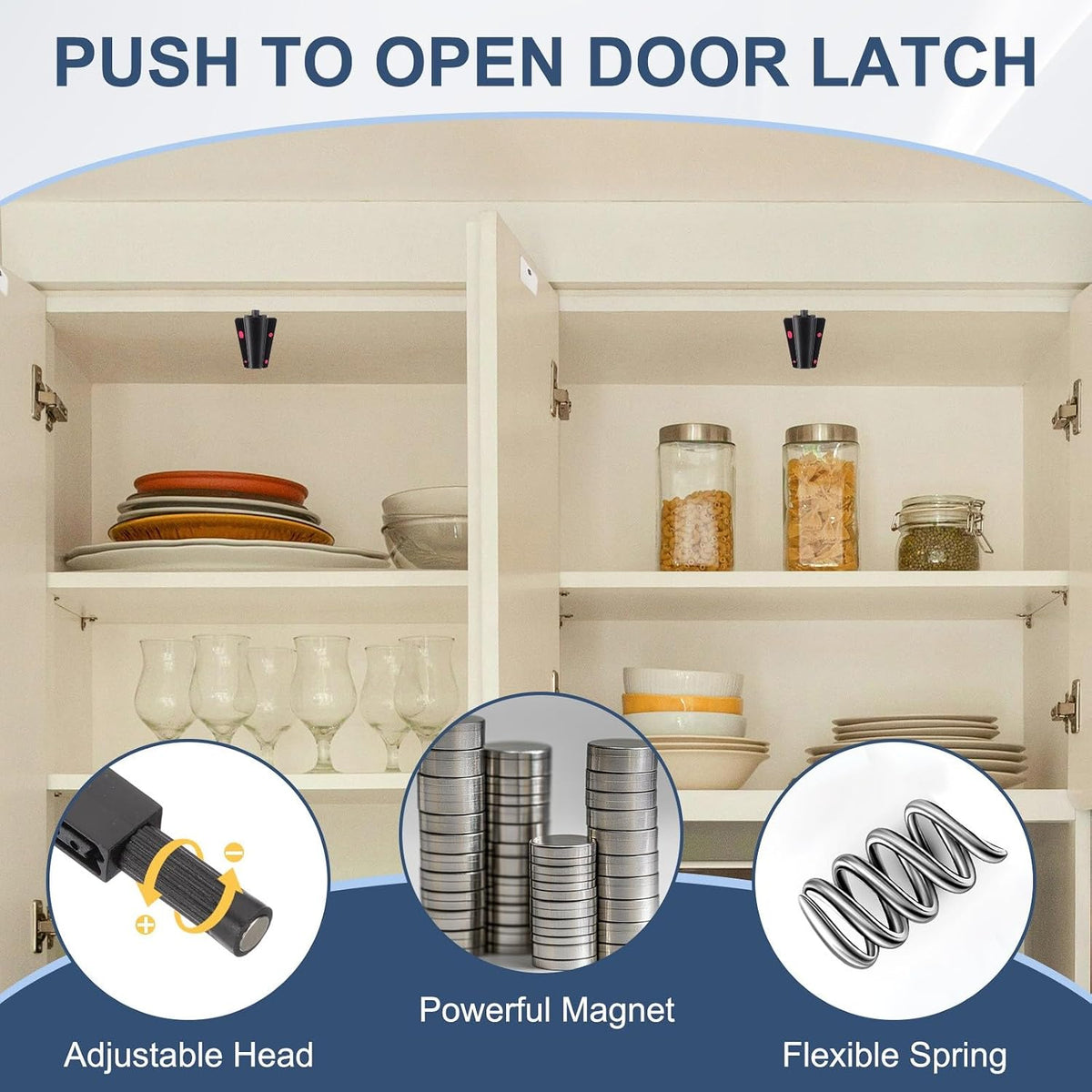 ya 26 10.21 baidi 4 Pcs Magnetic Push Latches Push to Open Door Latch Cabinet Hardware Black