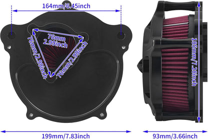 ya 5 8.10 Matte Black Air Filter Cleaner Red Intake for Harley Street Road Glide 2017-2025