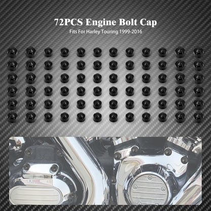 ya 2 8.15 72X Black Engine Bolt Caps Covers Set Fit for Harley Touring FLH Softail 1999-16