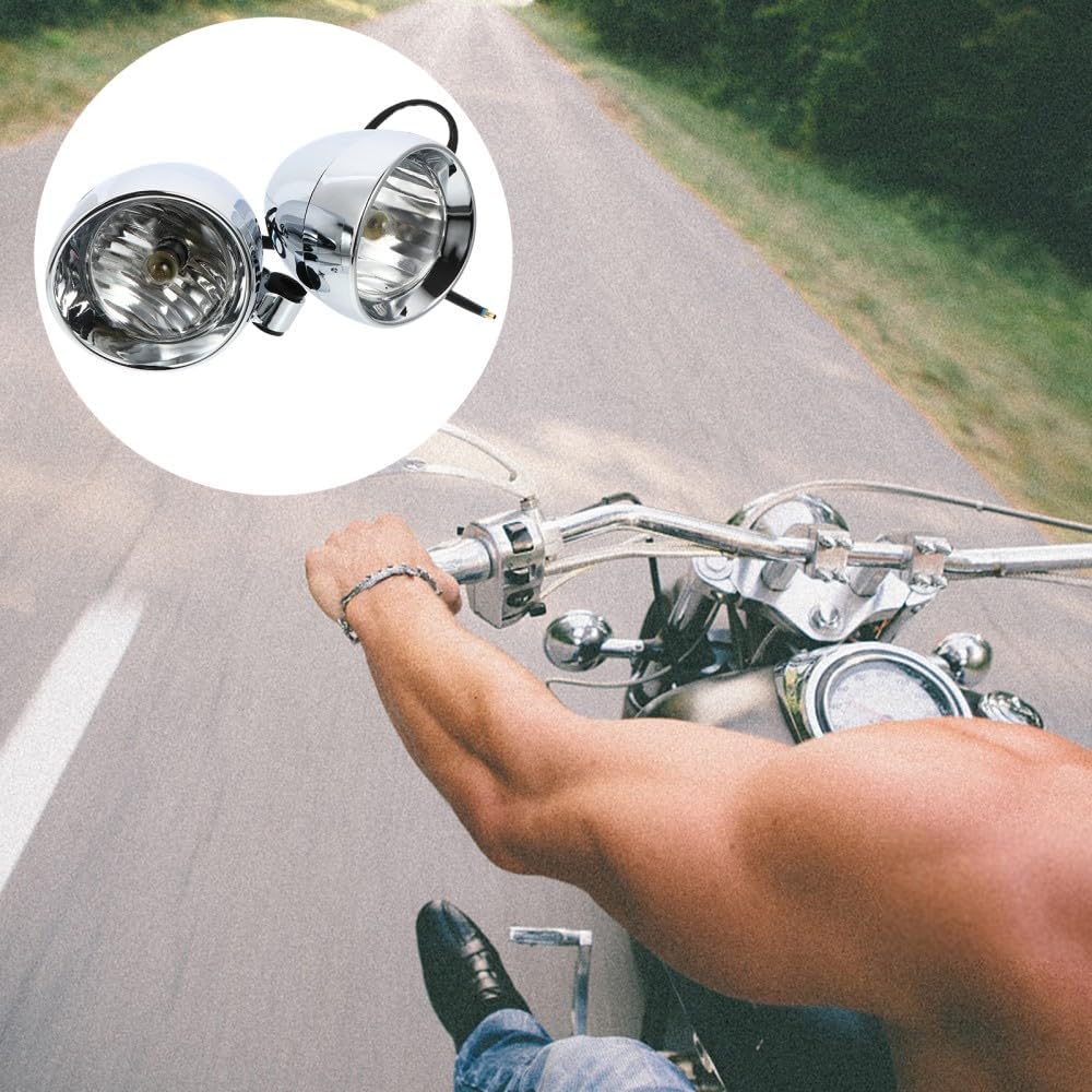 ya 6 8.24 baidi 2 Pcs Retro Bullet Fog Light Auxiliary Driving Motorcycle Headlight