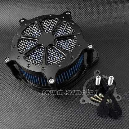 ya 5 8.10 Dots Black Air Filter Blue Cleaner Fit for Harley Touring Trike 17-19 Softail 18
