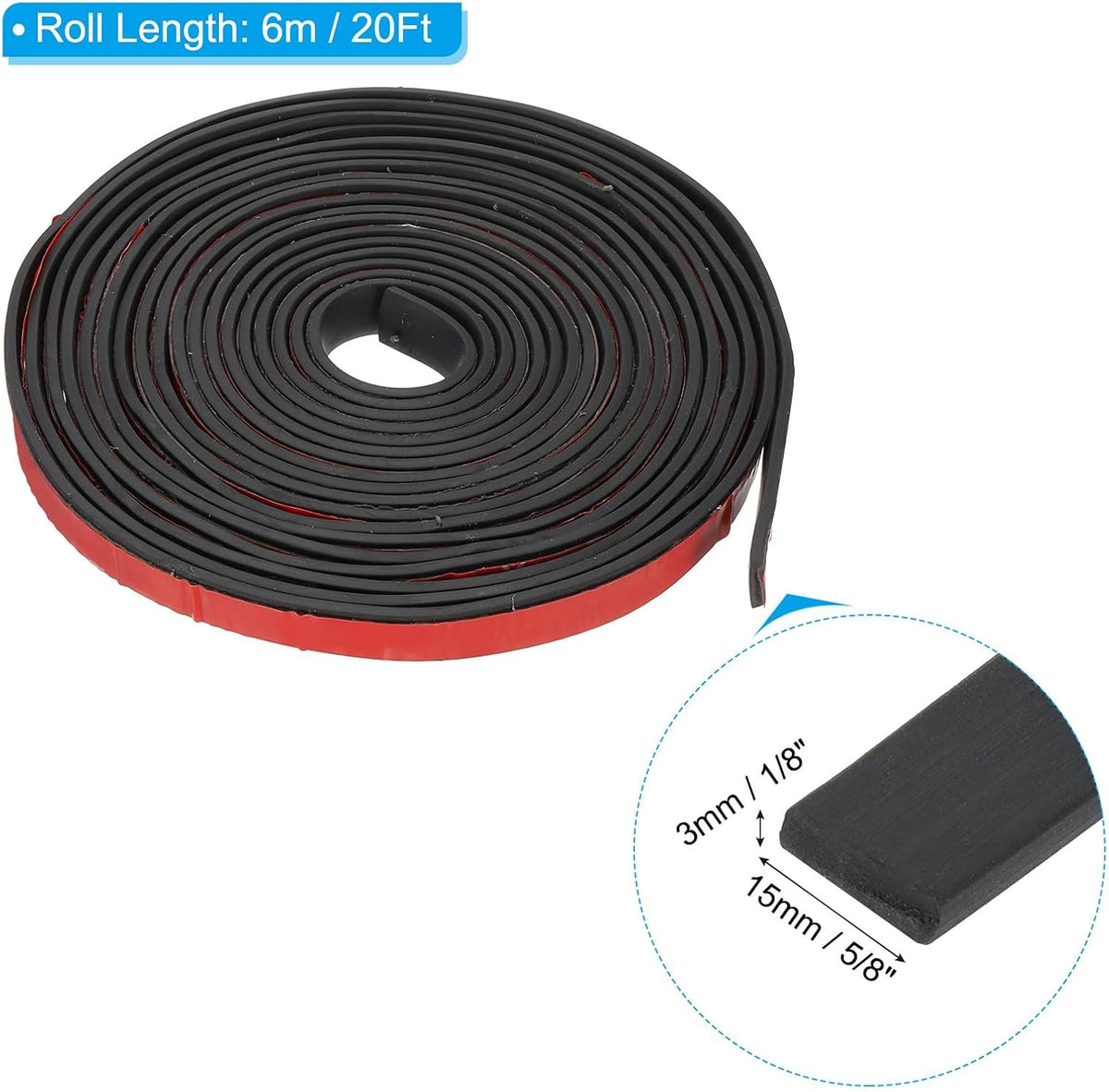 ya 26 10.21 baidi 20Ft Weather Stripping Door Seal, 5/8W x 1/8T Rubber Adhesive Seal Strip