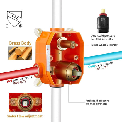 ya 28 10.13 baidi 10 Mount Shower Chrome w/Rainfall & Handheld Combo