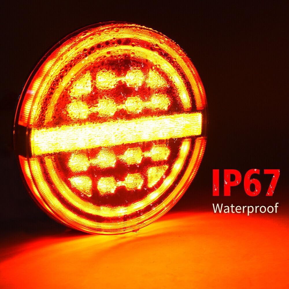 ya 2 8.15 2-piece LED waterproof circular trailer truck tail light amber flow turn signal light