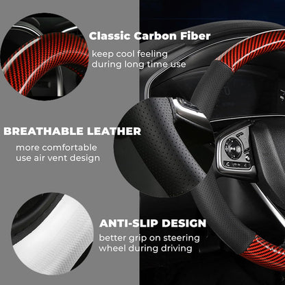 ya 4 8.24 baidi Carbon Fiber Steering Wheel Cover 14.5''-15'' Universal Waterfroof Anti-Slip