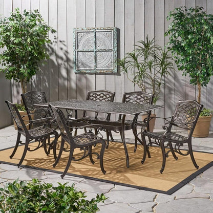 ya 28 10.13 baidi Ravenna 6 - Person Bronze Metal Patio Dining Set Rectangular Table
