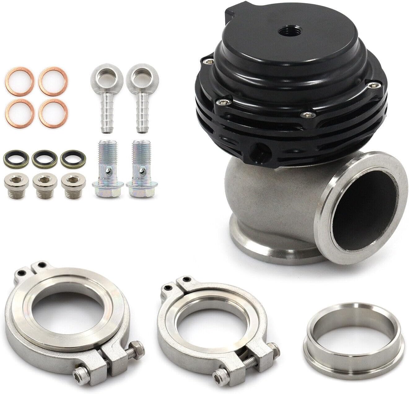 ya 4 8.24 baidi Universal 38mm External Turbo Wastegate Black V-Band Flange - 22PSI for MANifold
