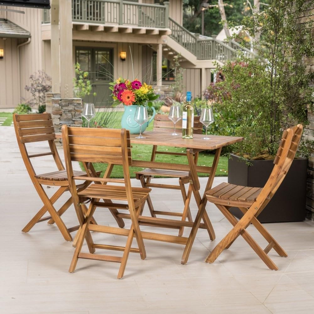 ya 28 10.13 baidi 5-Piece Natural Wood Patio Dining Set