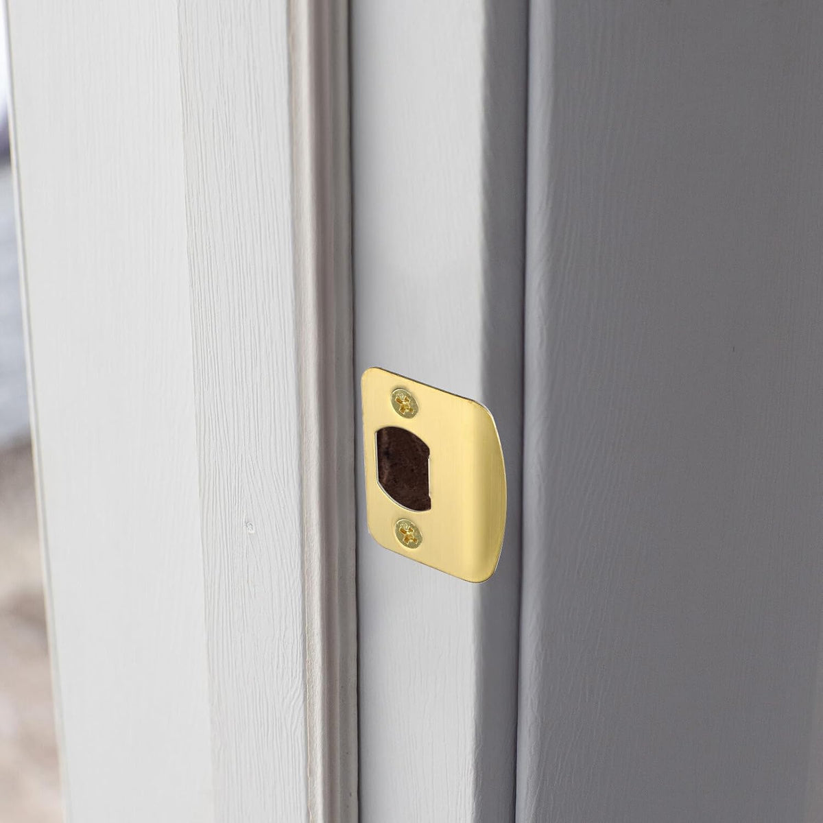 ya 26 10.21 baidi 2Pcs Door Strike Plate 2-1/4x1-3/4, Round Corner Extended Lip Latch, Silver-2