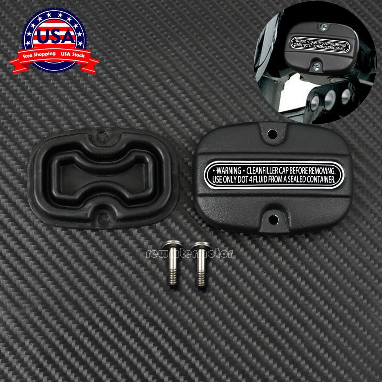 ya 6 8.24 baidi Matte Black Rear Brake Master Cylinder Cover w/Gasket Fit for Harley Touring