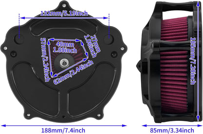 ya 5 8.10 Matt Black Spike Air Filter Red Intake for Harley Sportster 883 1200 48 72 04-22
