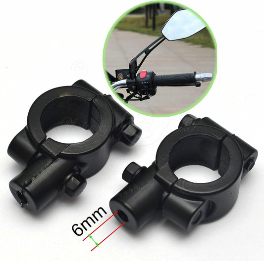 ya 2 8.15 Motorcycle e-Bike Bike Rear Mirror Mount Clamp Holder Hand Bar Bracket Part -6mm