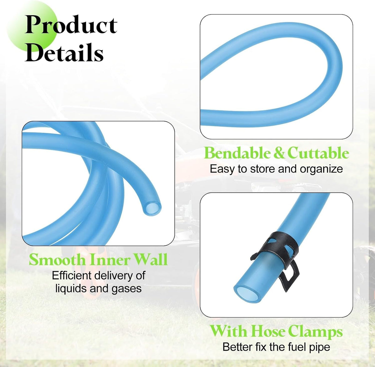 ya 9 10.24 10 Feet Fuel Line Hose 3/16 Inch ID Silicone Fuel Line with Hose Clamp Blue