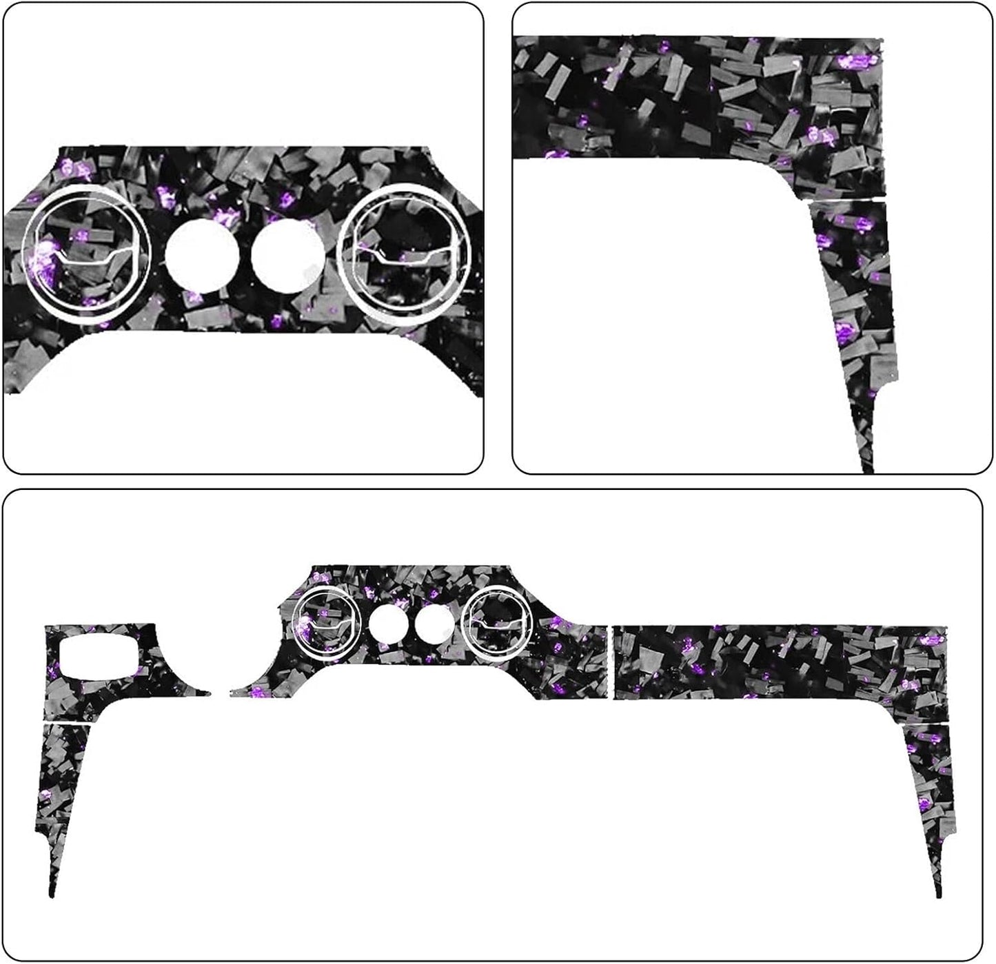 ya 4 8.24 baidi for Ford for Mustang GT 15-22 11x Purple Forged Carbon Fiber Console Dashboard Cover