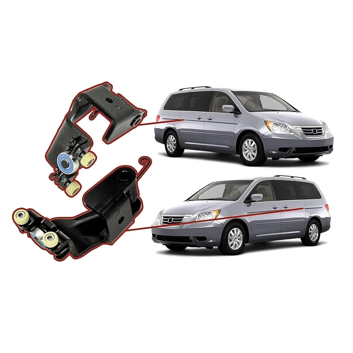 ya 6 8.14 Fits 2005-2010 for Honda Odyssey L + RH Center Mount Sliding Door Roller Kit 