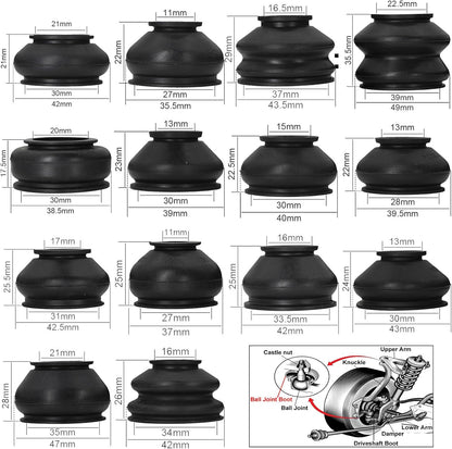 ya 9 10.24 14x Universal Multipack Ball Joint Rubber Dust Boot Covers Track Rod End Set Kit