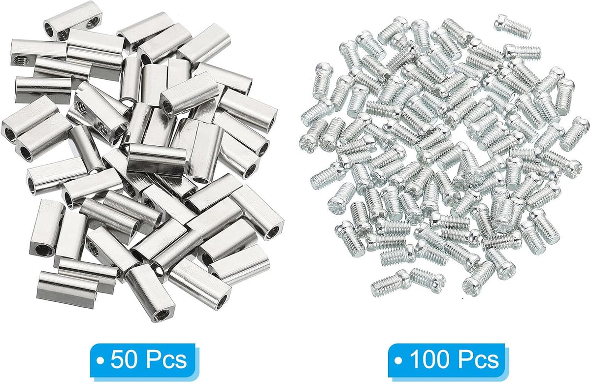 ya 26 10.21 baidi 50Pcs Steel Wire Rope Cable Clamp M3 Wire Rope Clips with Screw Silver Tone