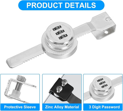ya 26 10.21 baidi Keyless Cabinet Lock, 2Pcs Zinc Alloy 3 it Password Combination Lock, Silver