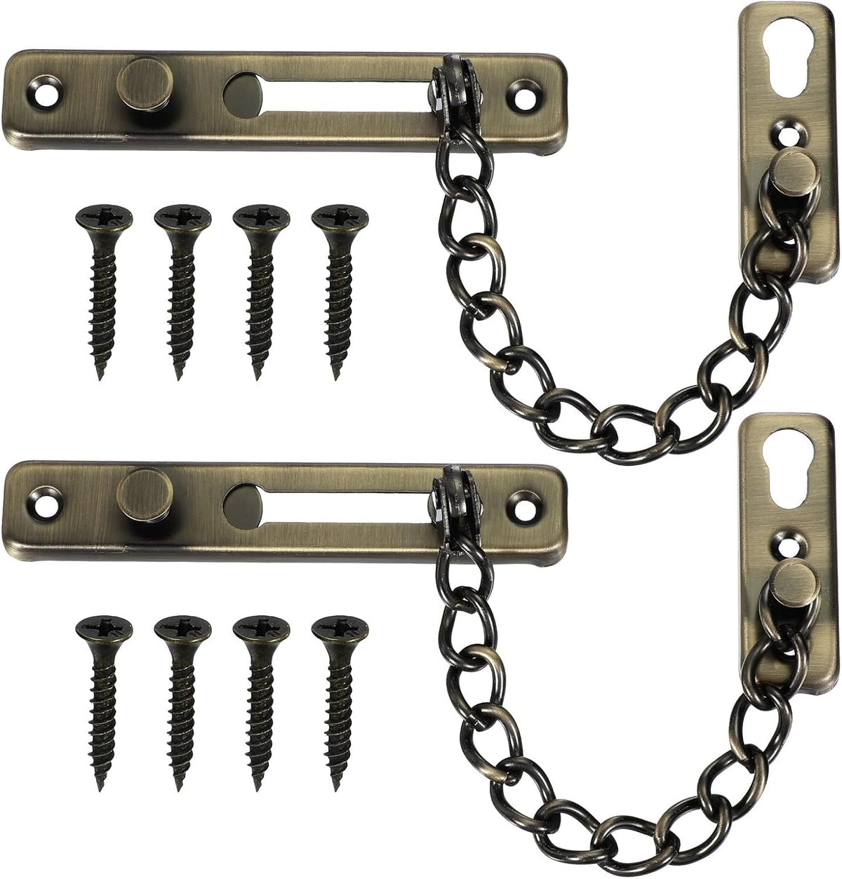 ya 26 10.21 baidi 2 Pcs Door Chain Lock Latch Door Guard Security with 8 Pcs Screws Dark n