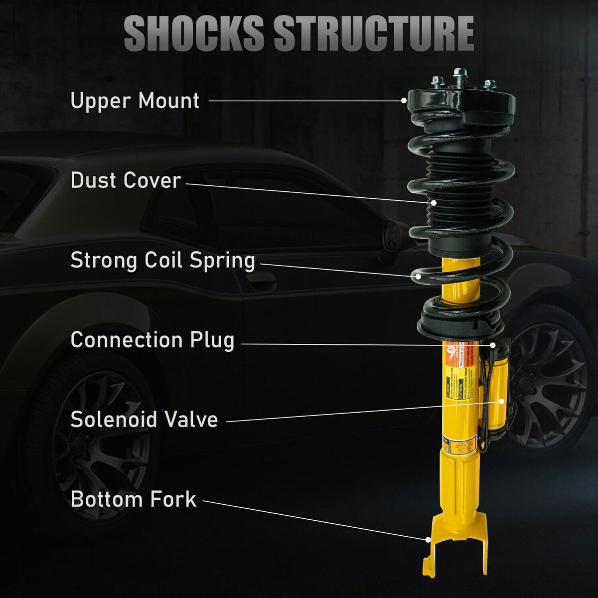 ya 12 10.8 baidi 2x Front Shocks Struts Spring Assys for Dodge for Challenger for Charger SRT SXT 2015-