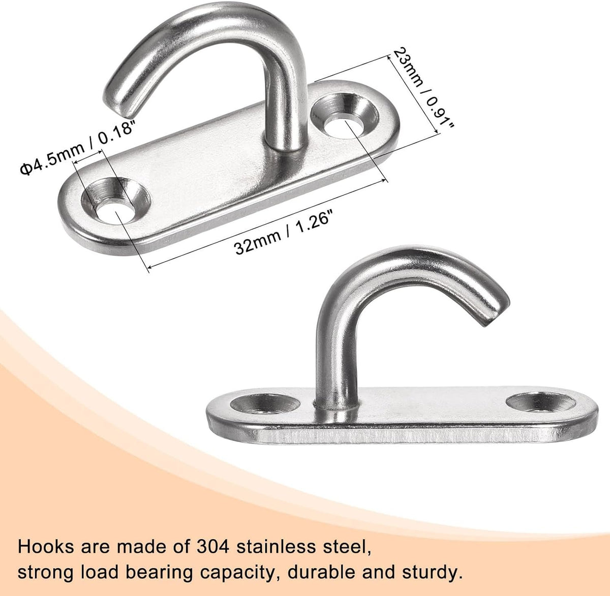 ya 26 10.21 baidi Ceiling Hooks 304 Stainless Steel Wall Mounted 45x15mm for Hanging Plants 2Pcs