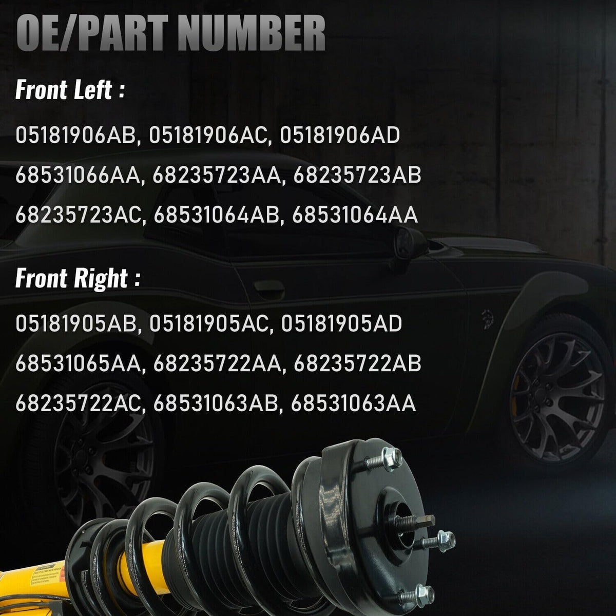ya 12 10.8 baidi 2x Front Shocks Struts Spring Assys for Dodge for Challenger for Charger SRT SXT 2015-
