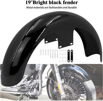 ya 7 8.24 baidi Gloss Black 120/19 Wrap Front Fender for Harley Touring Road Electra Glide 96-23