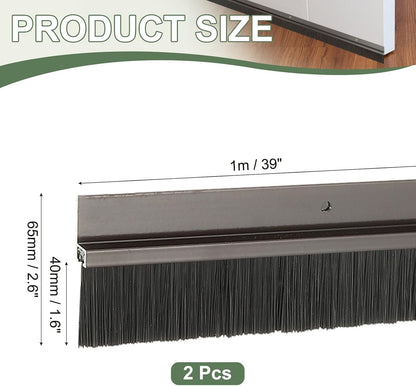 ya 26 10.21 baidi Door Sweep Brush Sweeps 1.6 Black PP Brush 39L x 2.6W -H-Shape(2 Pcs, Brown)
