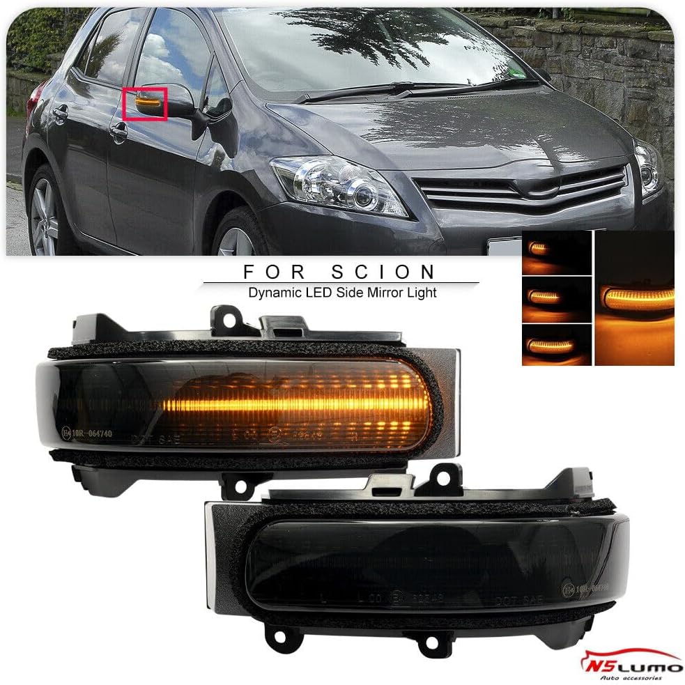 ya 7 8.24 baidi Smoked Lens Dynamic Amber LED Side Mirror Turn Signal Lights for 08-16 for Scion tC xB