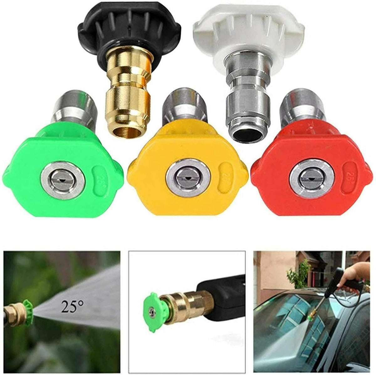 ya 26 10.21 baidi 5pcs Pressure Washer Spray Tips Nozzles High Power Kit Quick Connect 1/4in Set