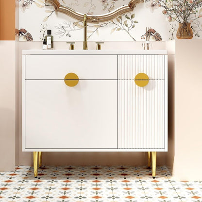ya 28 10.13 baidi 36 Bathroom Vanity White Resin Basin - Modern Storage Cabinet,Soft-Closing