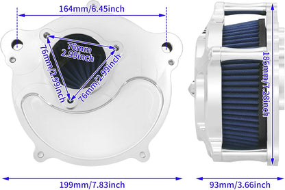 ya 5 8.10 Chrome Air Cleaner Blue Intake Filter Fit for Harley M8 Softail 19 Touring 17-20